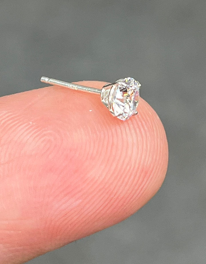 103S-5.0CZ = Sterling Cast Earring 4 Prong with 5mm CZs (Pair) Martini Glass Style