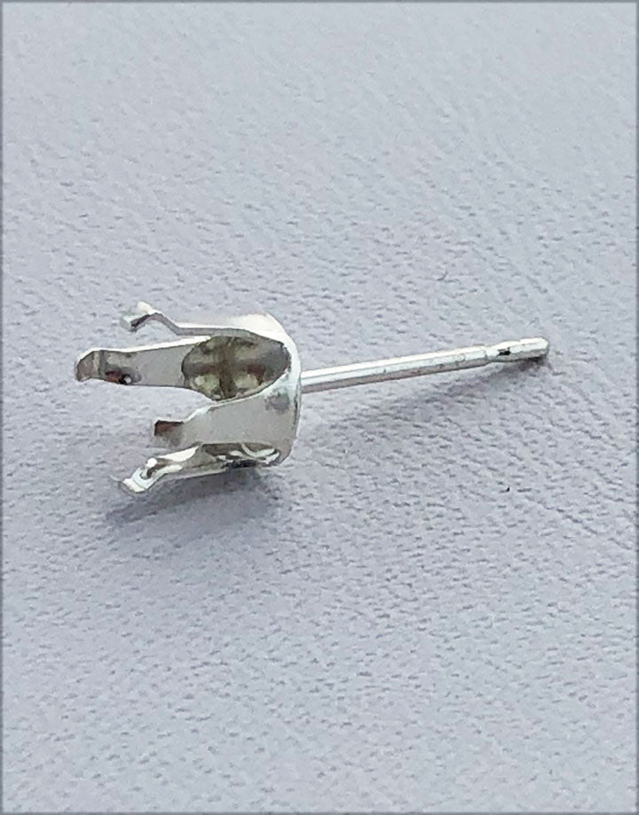 110S = Sterling Silver Snap-in Earring 4 Prong Round (Pkg of 10)