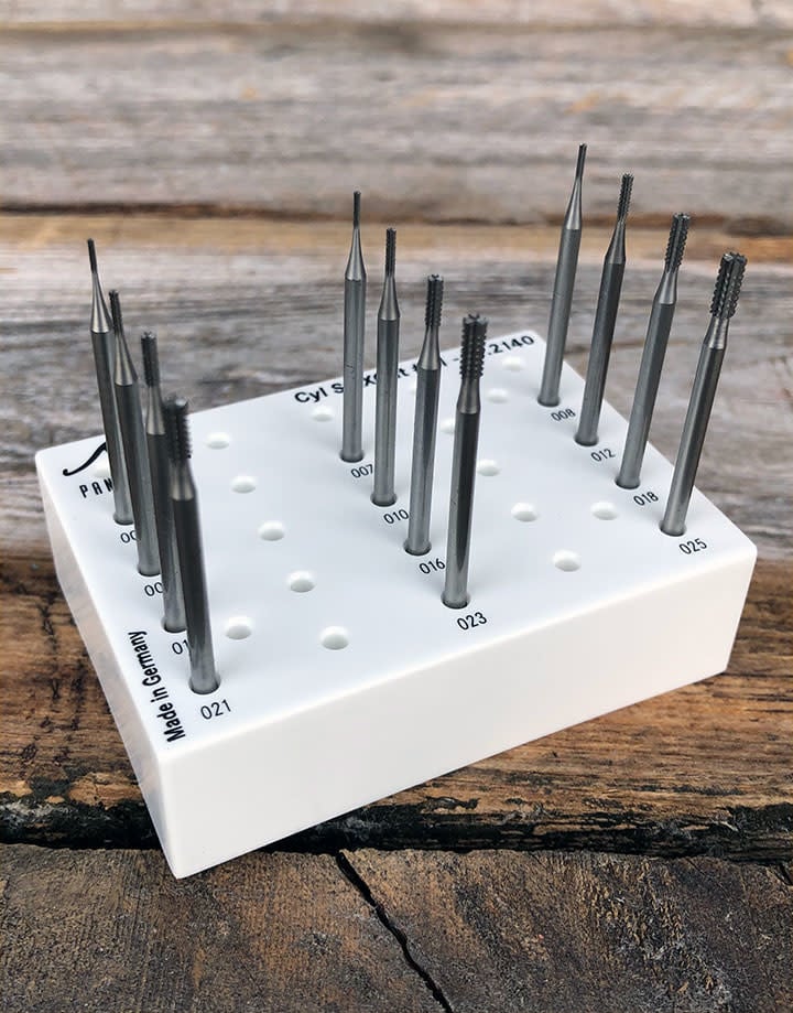 77.2140 = Cylinder Square Cross Cut Bur Set (0.6 to 2.5mm) 12pcs