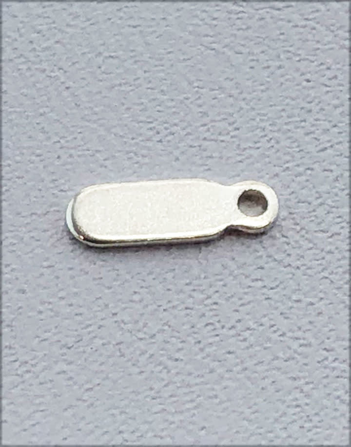 208S-07 = Sterling Silver Chain Tag Oval 7.7x2.5mm 1 Closed Ring (Pkg of 5)