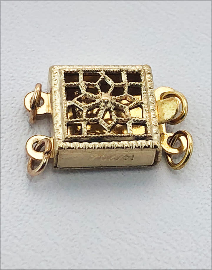 915F-29 = Gold Filled Pearl Clasp 2 Strand Filigree 8 x 8mm (Each)