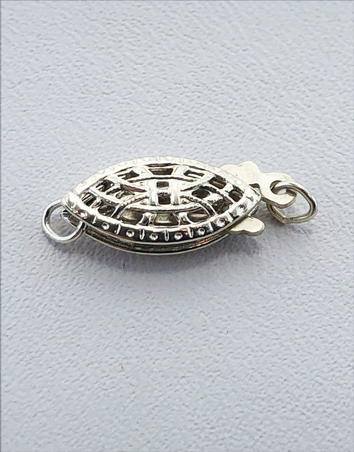 915S-11 = Filigree Pearl Clasp Sterling Silver 12.3x6mm (Each)