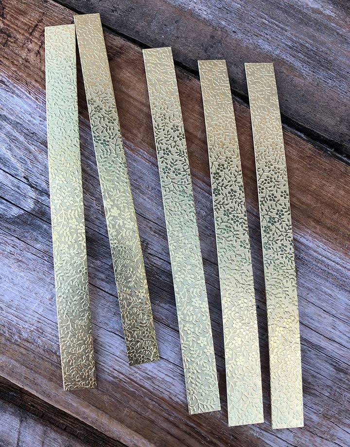 BSP347 = Patterned Brass Strips 6" x 1/2" 24ga (Pkg of 5)