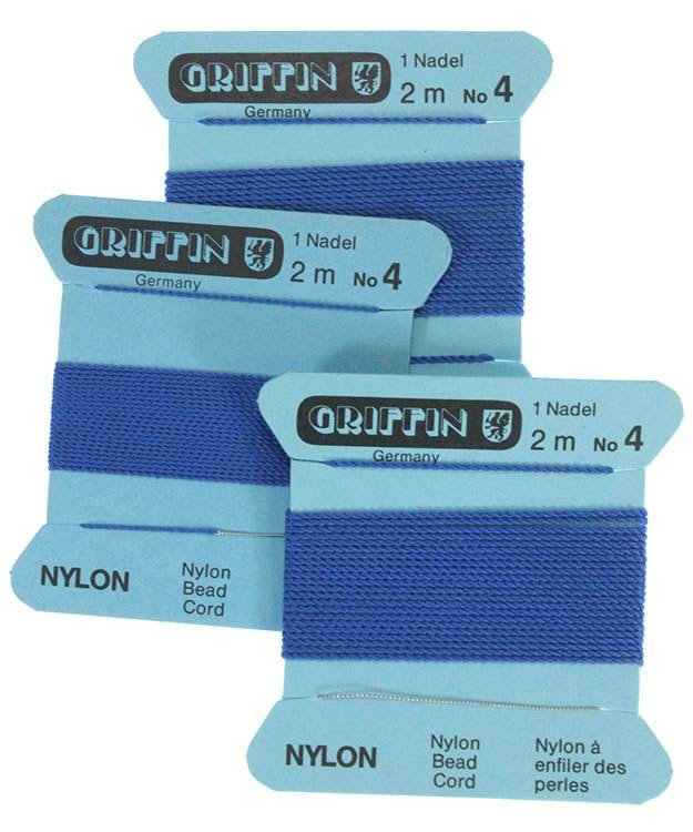 CD164 = Blue Nylon Beading Cord #4 (Pkg of 3)