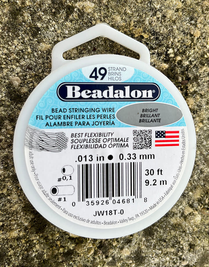 CD44913T = Beadalon 49 Bright .013'' 30ft Spool
