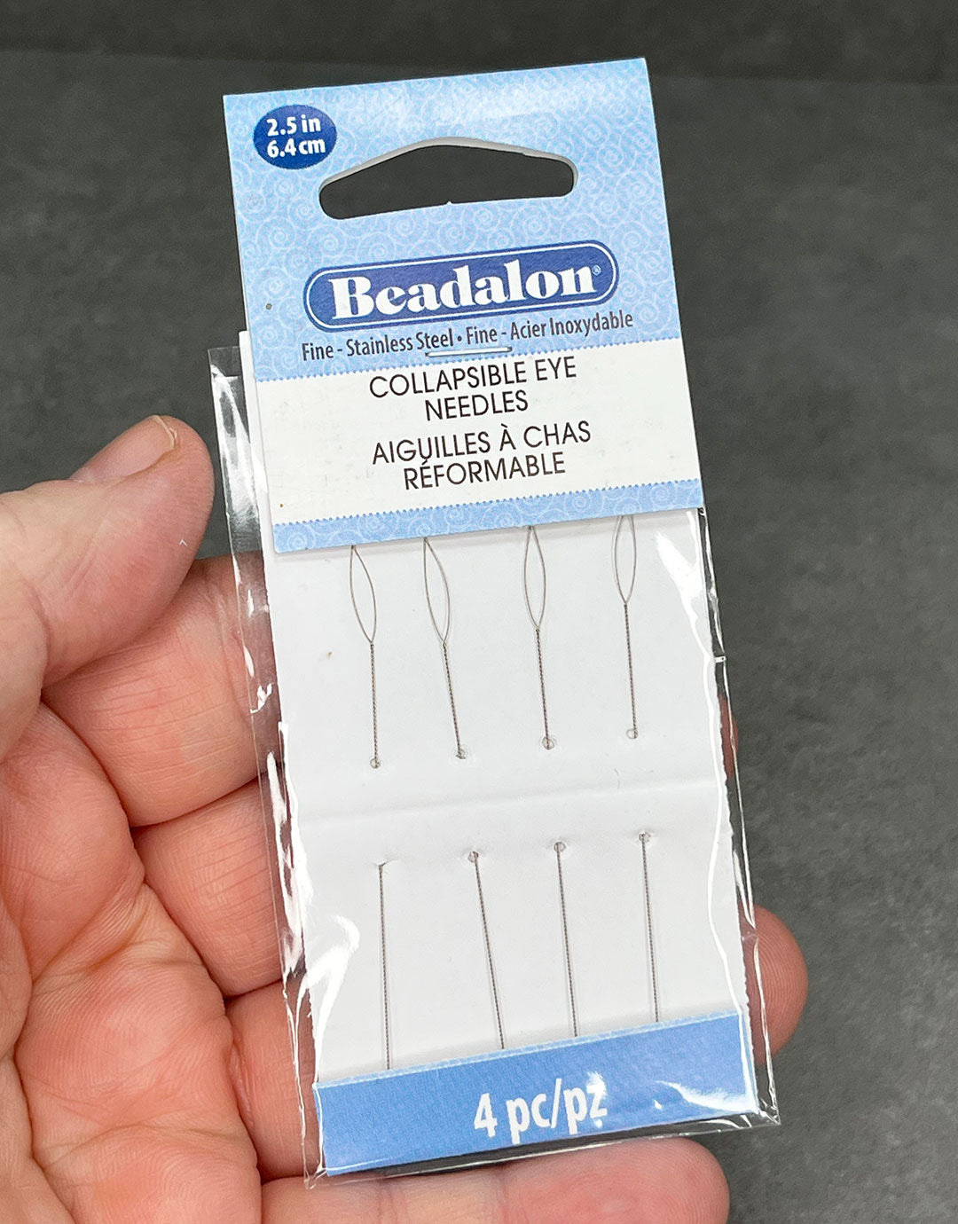 CD925 = COLLAPSIBLE EYE NEEDLES 2.5'' x .012'' FINE (Pkg of 4)