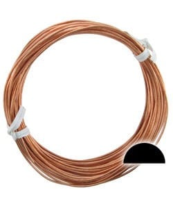 CHRW16 = Copper Wire Half Round 16ga 1.30mm Soft (Approx. 40ft)