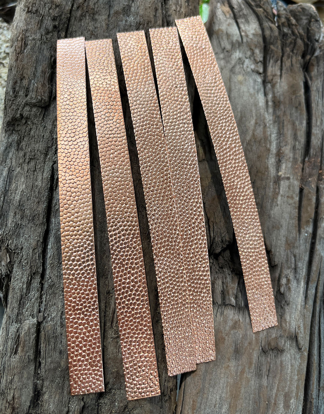 CSP303 = Patterned Copper Strips "Hammered 3" 6" x 1/2" 24ga (Pkg of 5)