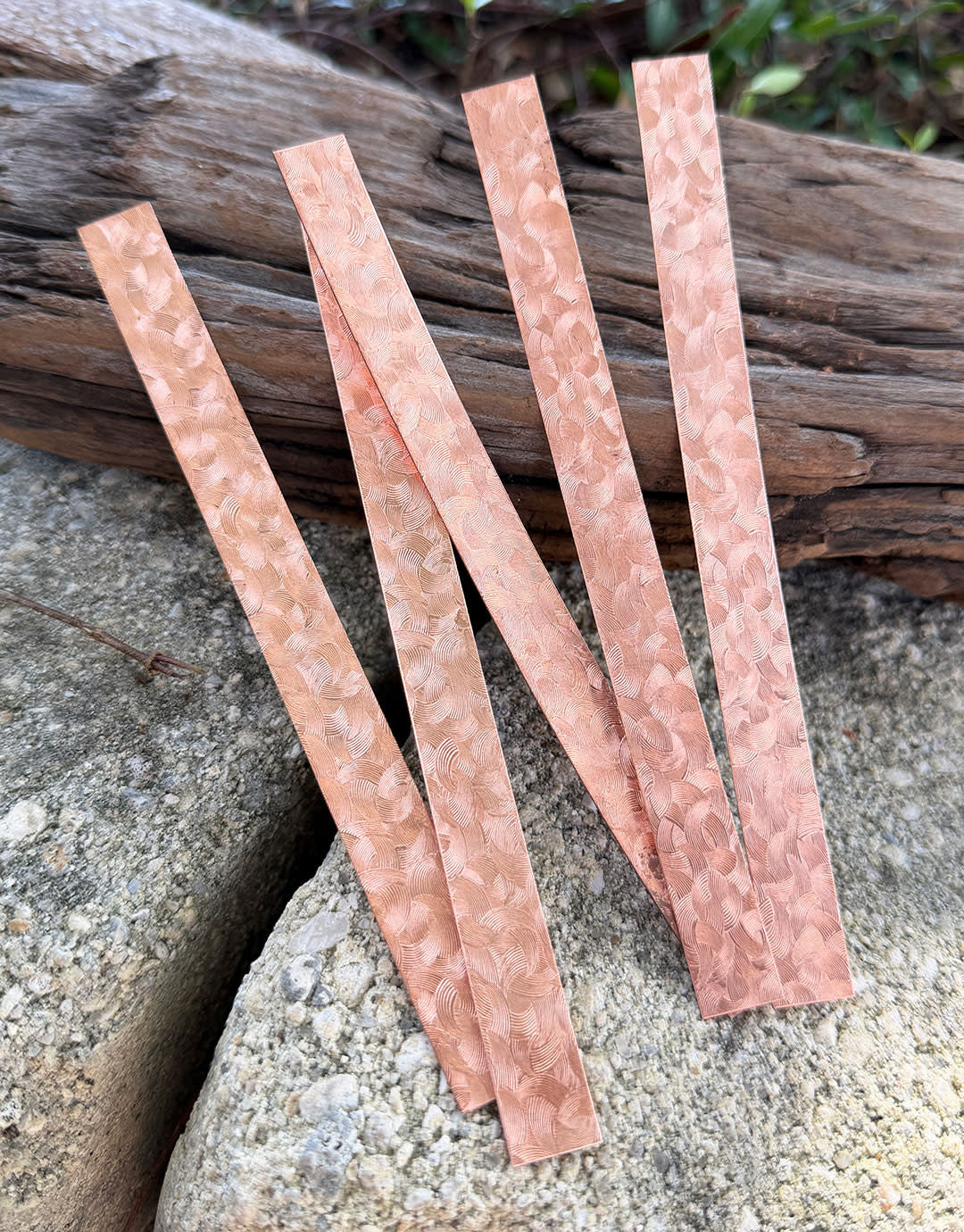 CSP352 = Patterned Copper Strips "curvy" 6" x 1/2" 24ga (Pkg of 5)