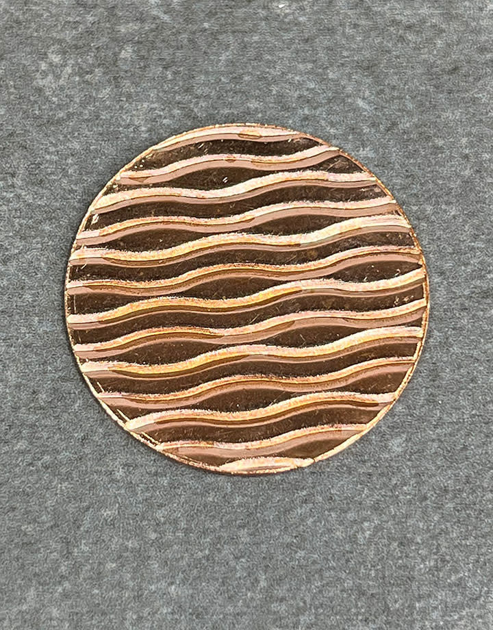 CSP637 = Pattern Copper Disc 1" x 24ga "Wavy" (Pkg/6)