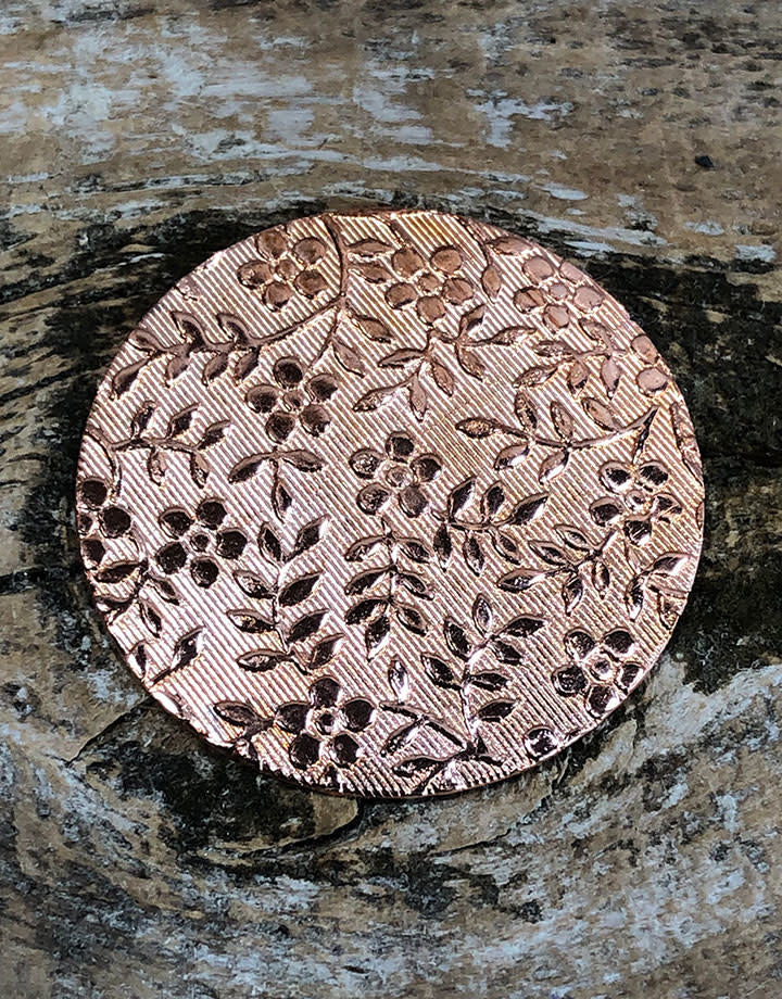 CSP647 = Pattern Copper Disc 1" x 24ga "Mini Floral" (Pkg/6)