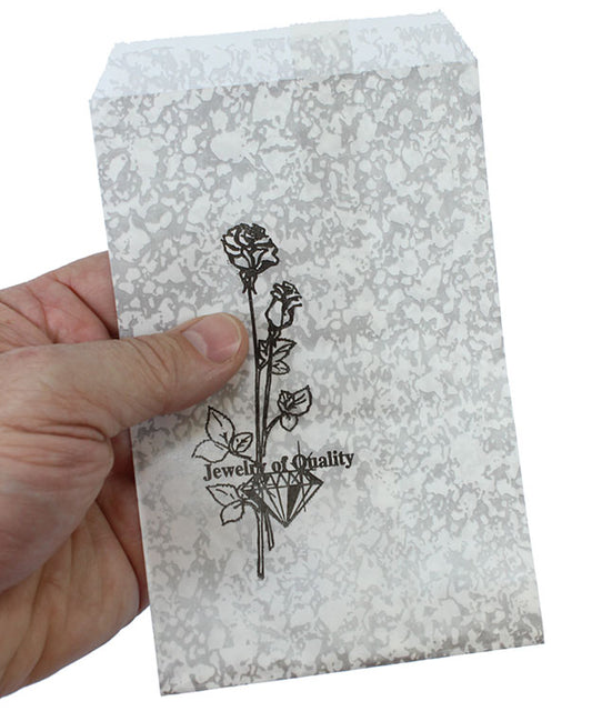 DBG1151 = Paper Gift Bag Silver and Black Pattern 4'' x 6'' (Bundle of 100)