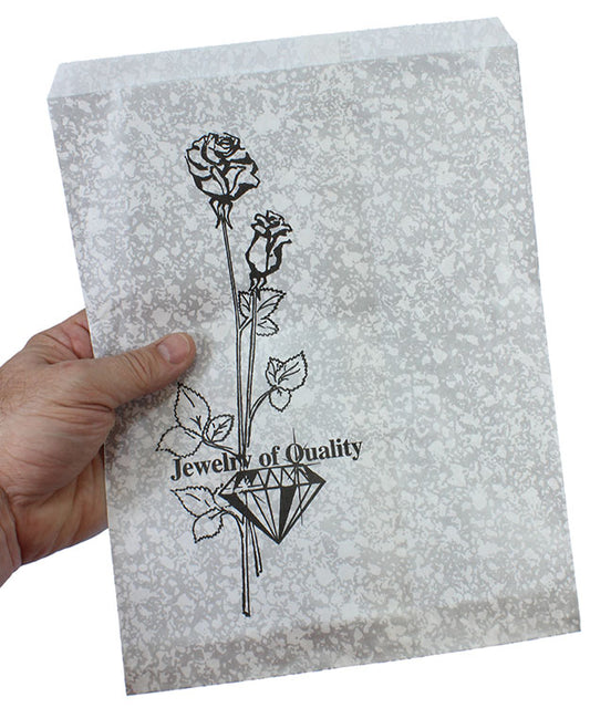 DBG1155 = Paper Gift Bag Silver and Black Pattern 8-1/2'' x 11'' (Pkg of 100)