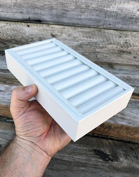 DBR6210 = White Leatherette Bangle Tray Holds 9 Bangles