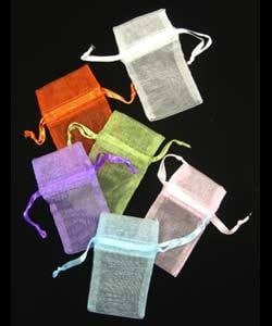 DBX1291M = Organza Drawstring Pouches Assorted Colors 1-3/4''x2'' (Dozen)