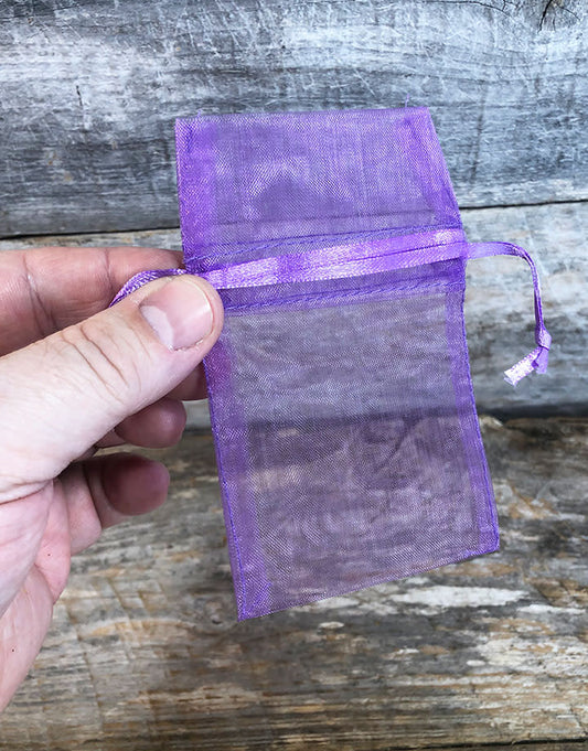 DBX1292PU = Organza Drawstring Pouch Purple 3-1/2''x3-1/2'' (Dozen)