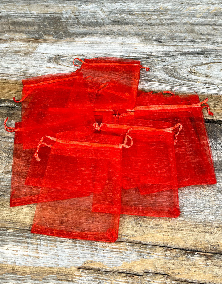 DBX1292R = Organza Drawstring Pouch Red 2-3/4''x3-1/2'' (Dozen)