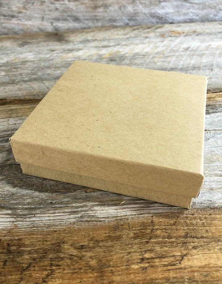 DBX2833K = Cotton Filled Box Kraft Color 3-1/2'' x 3-1/2'' x 1'' (Case of 100)