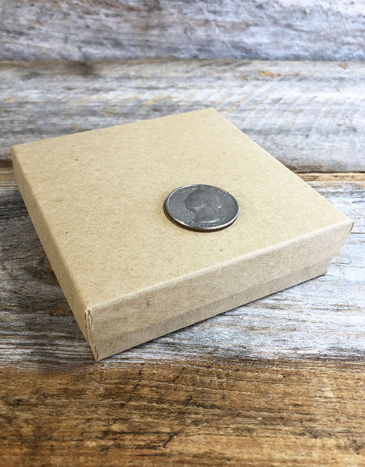 DBX2833K = Cotton Filled Box Kraft Color 3-1/2'' x 3-1/2'' x 1'' (Case of 100)
