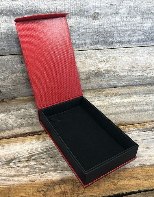 DBX4155 = Deluxe Magnetic Red/Black Necklace Box 4-3/4'' x 7-1/4'' x 1-1/8''