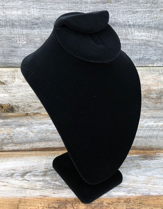 DCH1716 = Value Velvet Necklace Bust with Earring Flap & Ring Clip 10''H