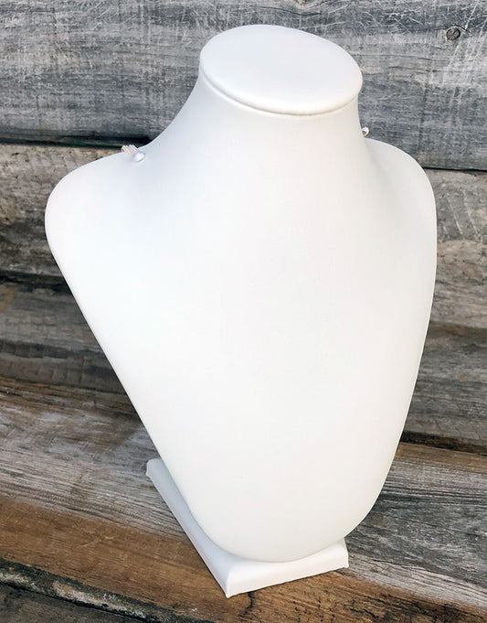 DCH6865 = White Leatherette Necklace Display 6-1/2'' x 4'' x 9-1/4'' H