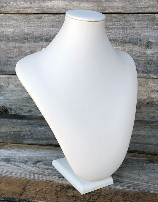 DCH6866 = White Leatherette Necklace Display 7-7/8'' x 5'' x 10-3/4'' H