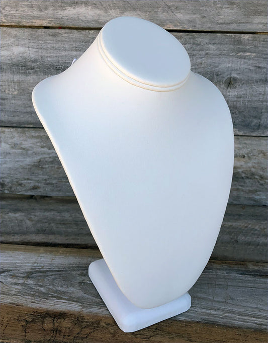 DCH6892 = White Leatherette Necklace Bust 11" high