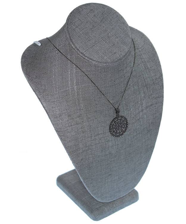 DCH7892 = Grey Linen Necklace Bust 7-1/2'' wide x 11'' high