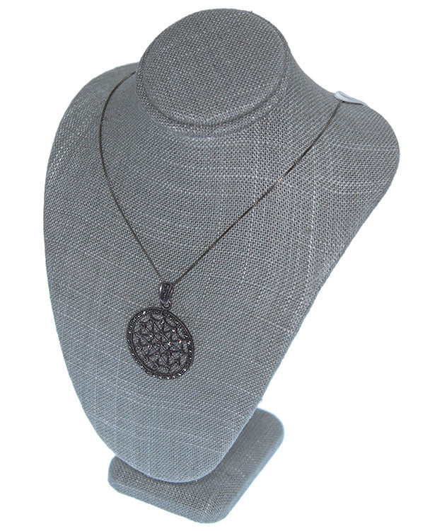 DCH7893 = Grey Linen Necklace Bust 7-1/2" H