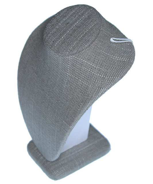 DCH7896 = Grey Linen Necklace Bust 6" H