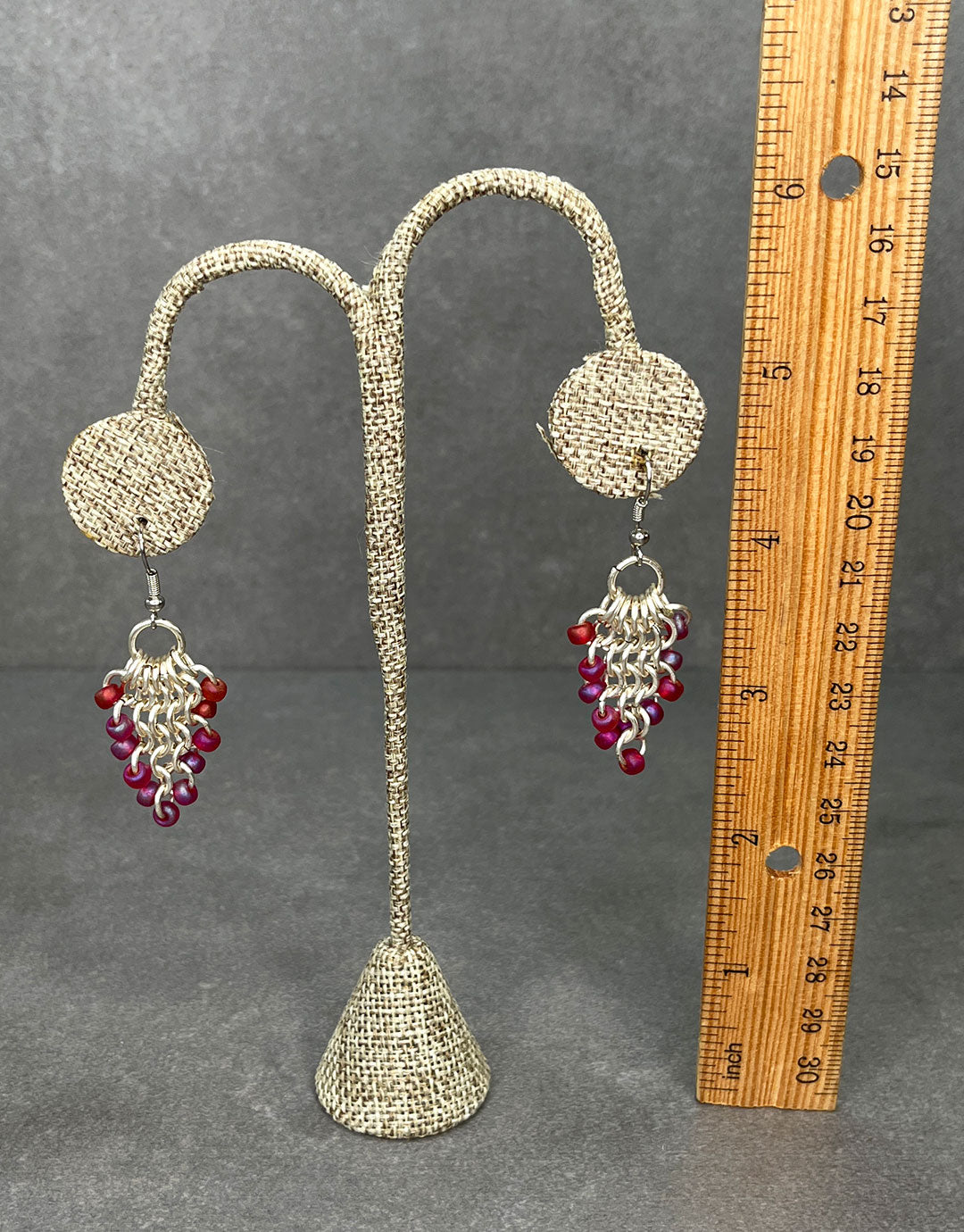 DER3249 = Burlap Earring Display 6-1/4" H (Pkg of 3)