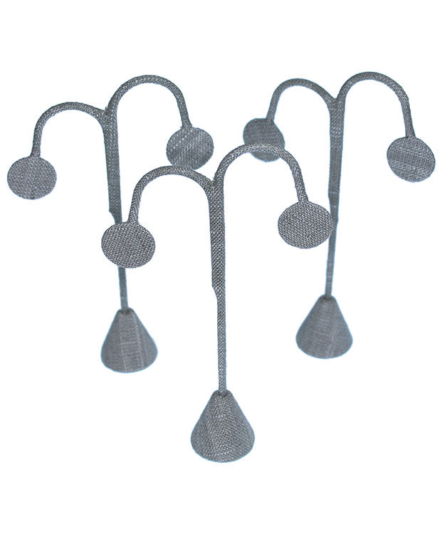 DER7249 = Grey Linen Earring Display 6-1/4" H (Pkg of 3)