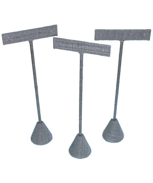 DER7255 = Grey Linen Earring Display 6-1/2" H (Pkg of 3)