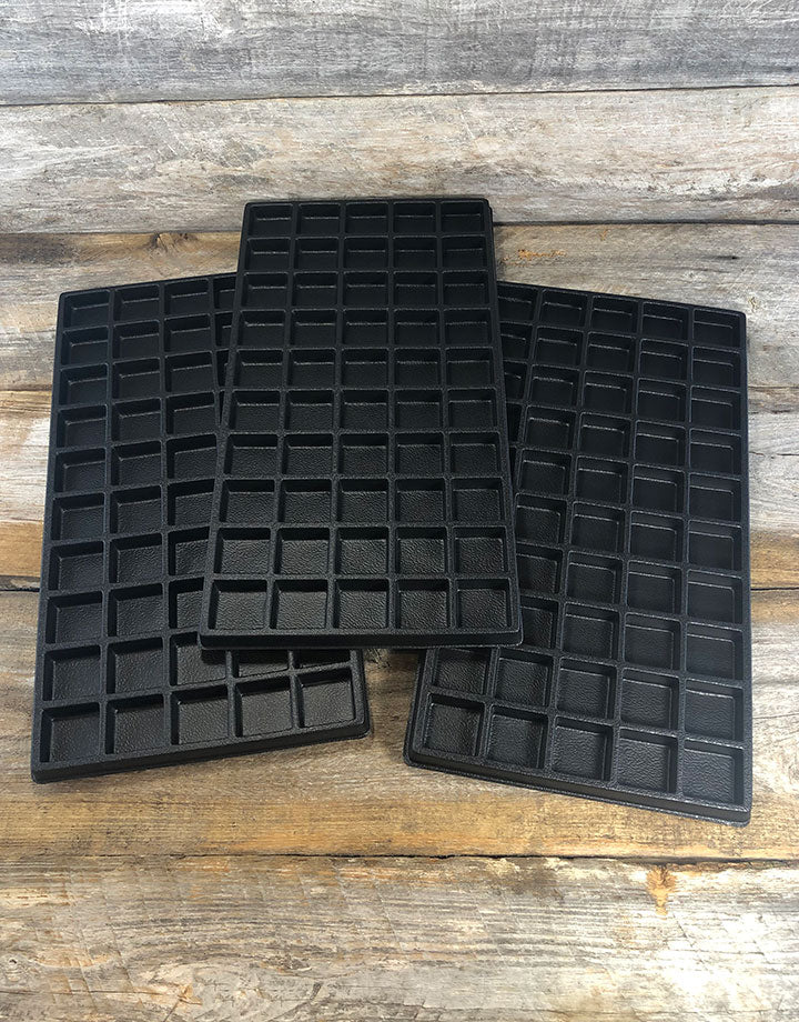 DIS1850 = Plastic Tray Insert 50 Spaces 1/2'' Deep - Black (Pkg of 3)