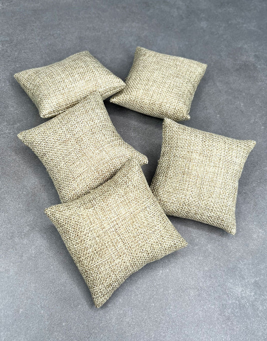 DIS3130 = Burlap Pillow for Watches or Bracelets 3"x3" (Pkg of 5)