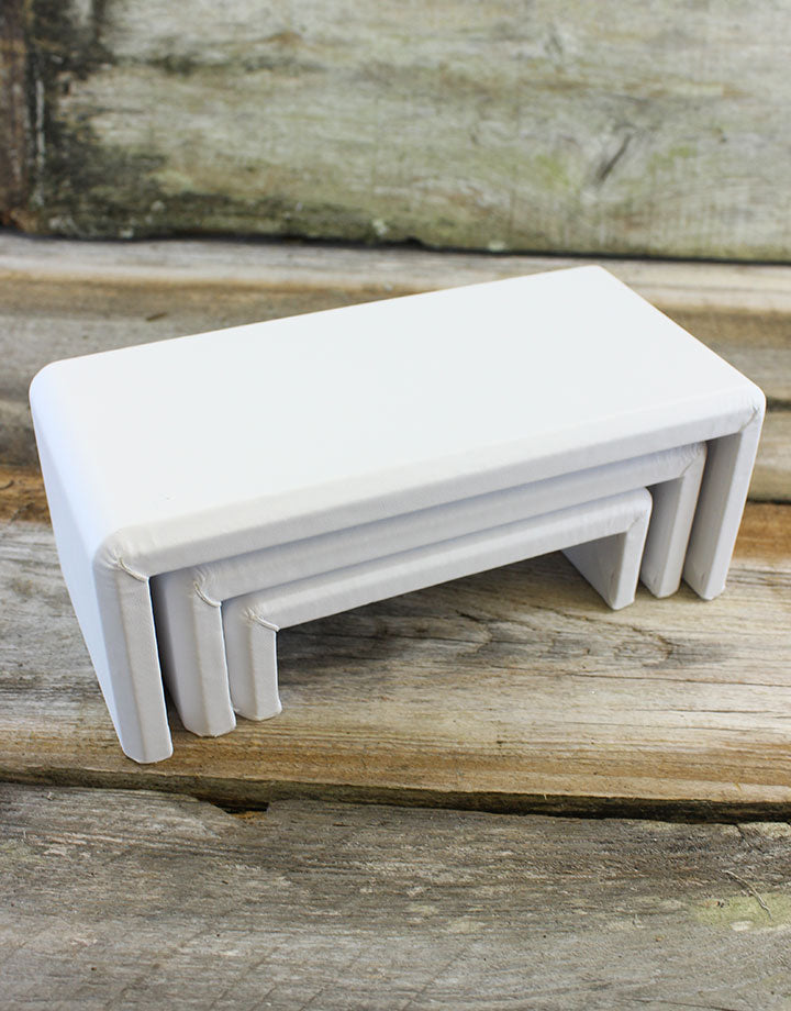 DIS6516 = White Leatherette Riser Set of 3pcs
