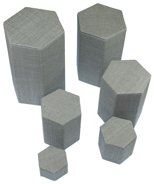 DIS7513 = Grey Linen Stackable Riser Set of 6