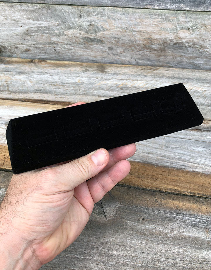 DRG1195 = Black Value Velvet Slanted Ring Display Block for 5 Rings
