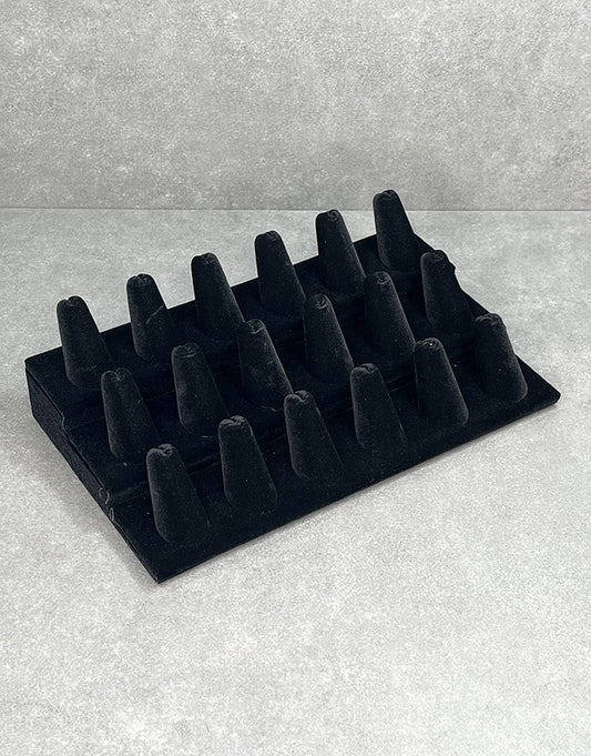 DRG1258 = Black Value Velvet Ring Stand with 18 Fingers