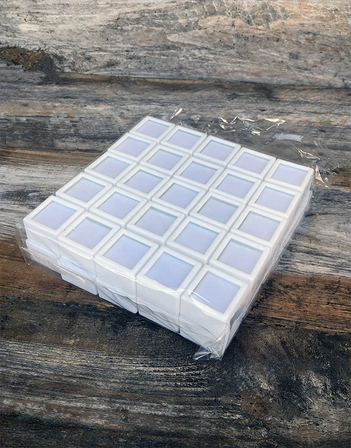 DST4004 = Gem Box with Glass Top & Foam Insert 1'' Square White (Pkg of 50)