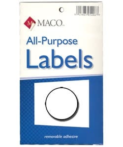 DTA6404 = Round White Adhesive Labels 5/16'' dia. (Pkg of 1000)