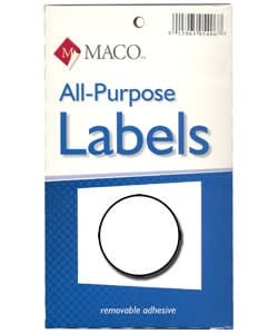 DTA6408 = Round White Adhesive Labels 3/4'' dia. (Pkg of 1000)