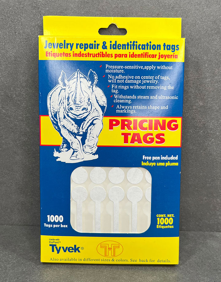DTA7030 = White Tyvek Long Dumbbell Tags 1-7/8'' x 1/2'' (Pkg of 1000)