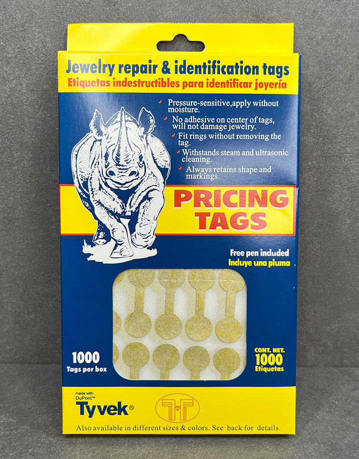 DTA7071 = Gold Tyvek Dumbbell Tags 1-3/8'' x 1/2'' (Pkg of 1000)