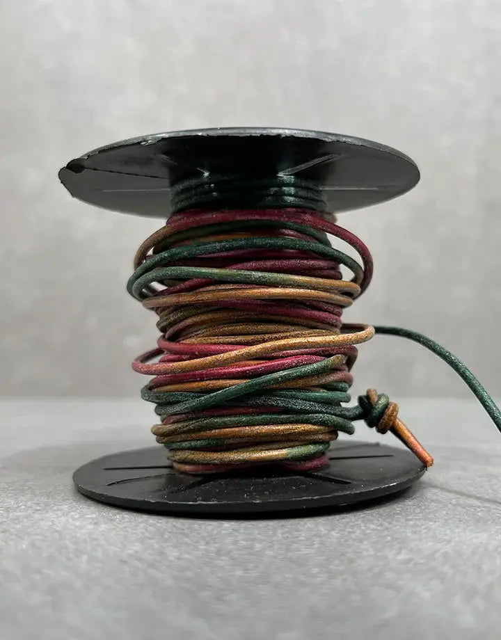 CD8555 = INDIAN LEATHER 2mm DYED Multi Color (34ft spool)