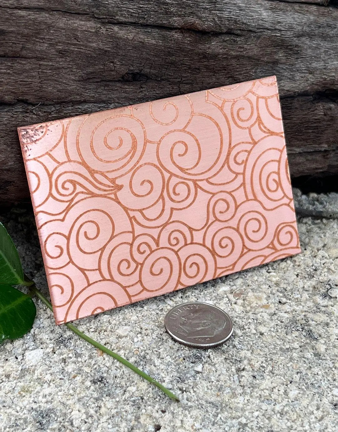 XLP0001 = Cloudy Laser Engraved Metal Sheet 3x2" = Textured Jewelry Blank = Copper, Brass & More