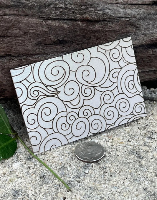 XLP0001 = Cloudy Laser Engraved Metal Sheet 3x2" = Textured Jewelry Blank = Copper, Brass & More