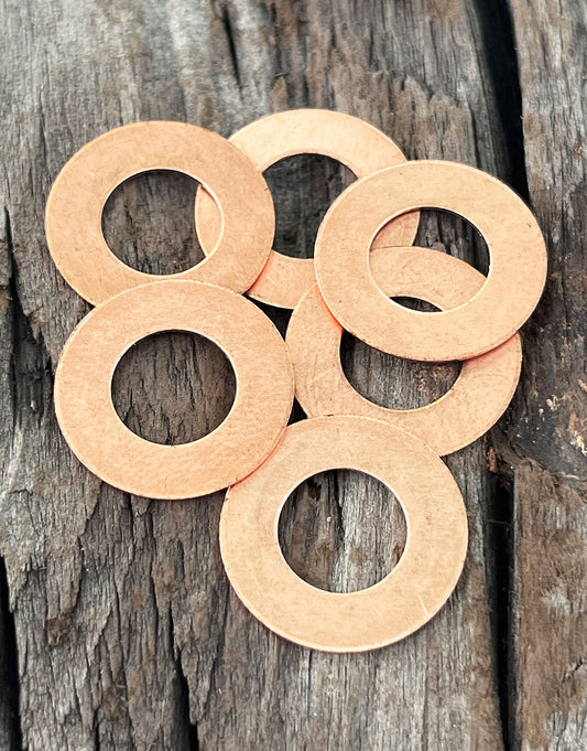 MSC16824 = Copper Washer 24ga 3/4''x3/8'' ID (Pkg of 6)