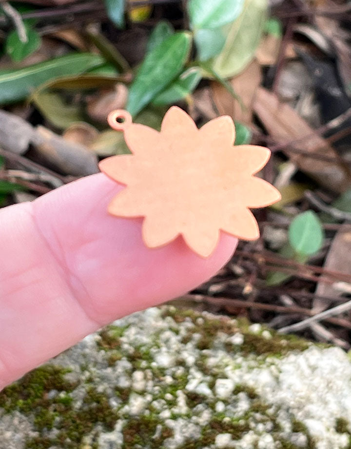 MSC40924 = COPPER SHAPE - FLOWER with RING 24ga 1'' (Pkg of 6)